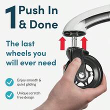 Office Chair Wheels Replacement Rubber Chair Casters For Hardwood Floors And Carpet Set Of 5 Heavy Duty Casters For Chairs To Replace Office Chair Mats Fits 98 10 Pack - Black - View 5