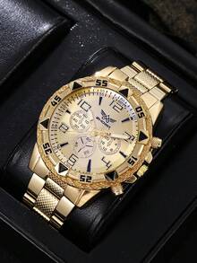 6pcs/Set 3 Colors Combination Men Quartz Watch + Fashionable Personalized Jewelry, Modern Versatile - Multicolor - View 3