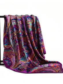 1 pieza Pañuelo de lujo de 90cm para mujer, pañuelo cuadrado estampado a la moda, pañuelo de poliéster versátil y casual para todas las estaciones