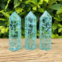 Blue Crackle Quartz Tower Blue Clear Crystal Obelisk Meditation Healing Tower - 如圖 - 查看 1