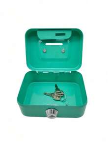 1pc Secure Metal Cash Storage Box - Money Banks With Key Lock, Top Handle Holder, Adult Piggy Bank, Coin Saver, Cash Register For Daily Office Use, Perfect Halloween, Gift Idea Birthday Gifts Graduation - Multicolor - View 10