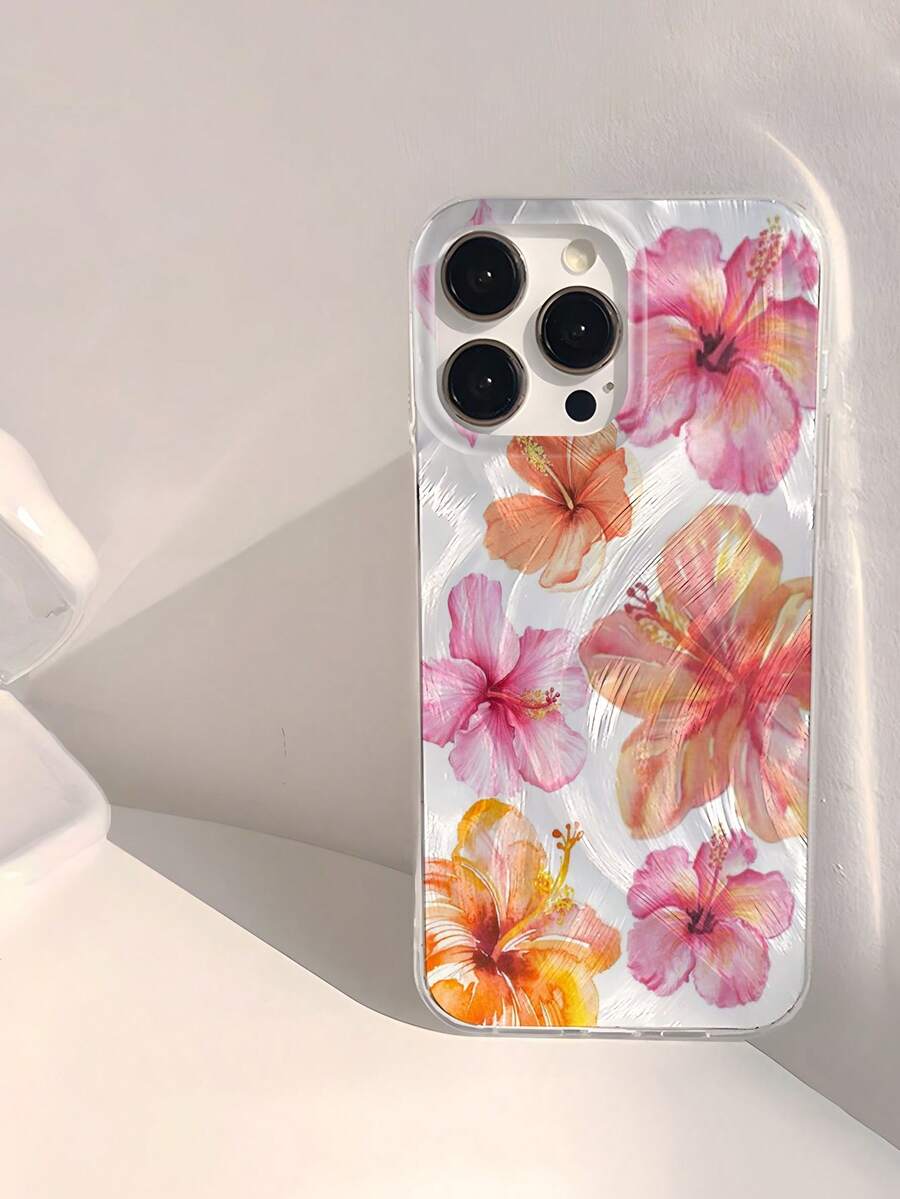 Flower 1 Pc Floral Pattern Waterproof, Fingerprint-Proof, Scratch-Resistant Transparent IMD Soft Glossy Smooth Phone Case - Multicolor - View 1