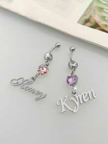 1pc Custom Birthstone Name Navel Ring, Gold Name Belly Button Ring, Delicate Belly Piercing Jewelry, Personalized Body Accessory, Summer Beach Vacation Jewelry Gift