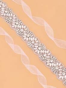 Cinto de noiva artesanal com lantejoulas de cristal, acessório para vestido de noiva, acessórios para o Dia dos Namorados. - Prata - Ver 2