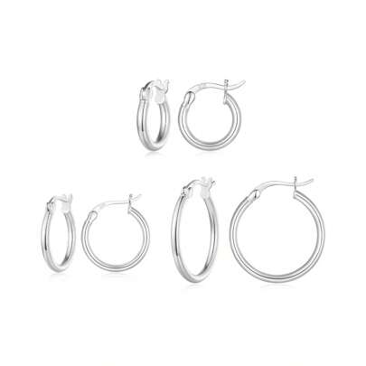 bamoer 1 PAIRE de boucles d'oreilles créoles classiques audacieuses en argent sterling 925, plaquées or blanc 14 carats, hypoallergéniques. Boucles d'oreilles standard pour femme, pour un port quotidien.