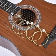 6pcs/Set Folk Guitar Strings Acoustic Guitar Strings Brass Hexagonal Steel Core Strings Set - Gold - View 3