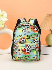 3PCS Back To School Backpack Travel Bag, Fashionable And Casual Cute Cartoon Football Print Travel Bag, Including Chest Bag, Luggage Bag, Clothing Storage Bag, Large Capacity Combination Bag. Suitable For Daily School, Very Suitable For Campus, Class, Photo, And Birthday Gifts For Friends. Suitable For Daily Business Trips, Outdoor Travel, Going Out, Outdoor Leisure Sports And Other Daily Use. Zipper And Print Positions Are Random.