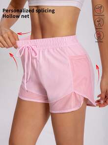 3pc/2pc/1pc 2 In 1 Women's Outdoor Sports Shorts, Spring And Summer Portable Mesh Double Pocket Women's Casual Shorts, Suitable For Gym, Outdoor Cycling, Hiking, Women's Shorts, High Quality Choice