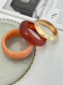 1 Stück Retro Harz Manschetten Armband, elegantes luxuriöses Urlaubsparty Accessoire, Paar Metall Schmuck Geschenk für den täglichen Gebrauch