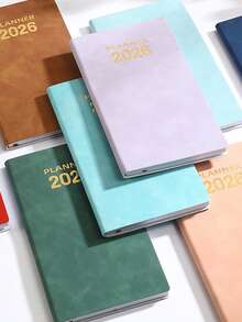 2026 A6 English Weekly Planning Notebook PU Leather Mini Portable Diary List Tasks, Expense Tracking And Organizing Meals School Supplies,School Supplies,Back To School