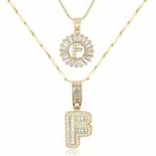 Dainty Bubble Initials Balloon Letter Necklace Set For Women Double-Layer Rock Initials Letter Necklace Set Synthetic Cubic Zirconia Micro-Inlaid Crown Letter Diy English