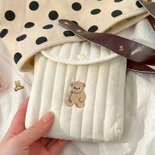 1 Pc Korean Style Mini Little Bear Sanitary Napkin Bag Soft Women Small Makeup Bag Travel Lipstick Toiletries Bag, Makeup Bag Makeup Pouch Skincare Bag Toiletry Bag Packing Cubes, Travel Essentials Cruise Essentials Dorm Essentials, Wedding Bridesmaid Gifts, Mom Gifts, Birthday Gifts, Gifts For Friends And Teachers, Home Decor, Bathroom Living Room Bedroom Decor, Lip Oil Organizer, Nail Polish Organizer Storage Makeup Organizer Makeup Case Makeup Travel Toiletry Organizer Gifts Storage Zipper Accessories Nail
