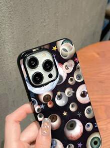 1 pieza Funda de teléfono con gráfico de estrella reflectante de gelatina negra a la moda compatible con iPhone 13, 11, 14 Pro Max, 13 Pro, 15/15 Plus/15 Pro/15 Pro Max/12/12 Pro/12 Pro Max/14/14 Pro/13 Pro Max, etc.