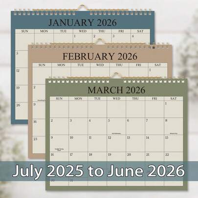 2025 Minimalist Wall Calendar, June 2025 - July 2026, 8.27*11inch, 12 Months, Creative Monthly Planner, Home Decor Calendar, Christmas & New Year Gift