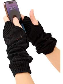 Fingerless Arm Warmers For Grunge Punk Style Accessories - Hitam - View 1