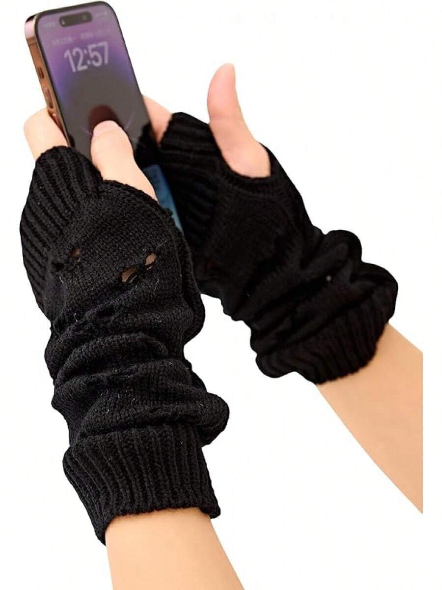 Fingerless Arm Warmers For Grunge Punk Style Accessories - Hitam - View 1