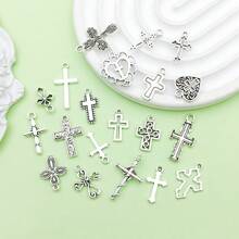 29pcs Mixed Bulk Antique Silver Holy Religious Cross Pendant Vintage Alloy Cross Charms For DIY Jewelry Making Accessories(The Style Is Random)
