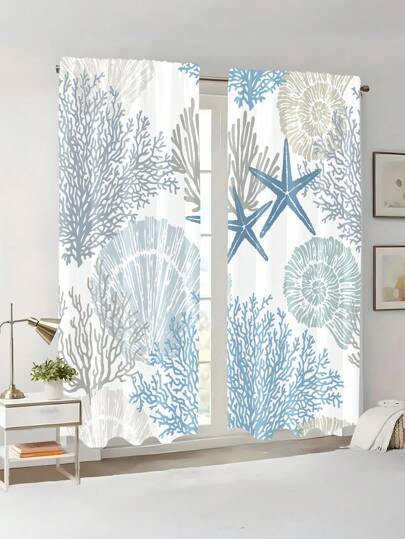 ستارة غرفة نوم بأسلوب ساحلي وبمناظر بحرية،قماش قطني خفيف نصف شفاف،جيوب معلقة على القضبان،قابلة للغسيل الآلي،مقاومة للبهتان،ستارة زخرفية غير مبطنة مناسبة للغرفة المعيشية والمكتب والمنزل وعيد الحب