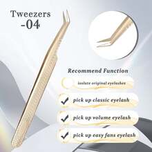 CoMango 1 件睫毛延长镊子 6 种假睫毛金色不锈钢超硬镊子带纤维尖头高精度防静电镊子