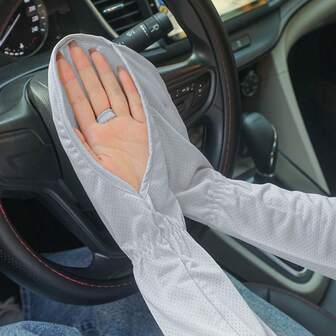 1 Pair Women Summer Sun Protection Arm Sleeves, Versatile Breathable Fingerless Gloves, Driving Gloves, Quick-Dry Outdoor Driving Long Sleeve Cuffs, Women Gift, Sports Gloves