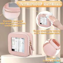 透明小化妆包，适用于钱包，透明迷你化妆包，适用于学校，可爱透明化妆包，适用于旅行，微型皮革白色化妆收纳包，适用于背包，盥洗包，防水方形拉链袋，铅笔盒，口红包，化妆包，旅行必需品，假期，暑假，返校，学校用品，女士旅行包，旅行化妆包 - 白色 - 查看 6