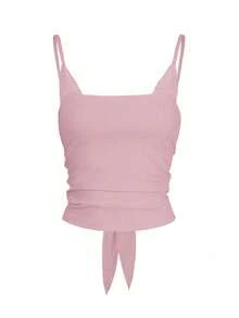 Vaiaye Women's Sexy Lace Camisole Top With Cinched Waist, Spring/Summer - Pink - View 3