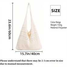 Borsa a tracolla all'uncinetto Enberi da donna - Borsa a spalla bohémien Fairycore con parte superiore aperta e cinghie fisse, borsa da spiaggia estiva con motivo beige e bianco per vacanze, uscite casual, borsa all'uncinetto, borsa a tracolla per tutti i giorni, stile boho chic, accessorio fatto a mano, borsa aperta, accessorio da festival, stile hobo, fibra naturale, accessorio da festival