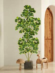 Árbol artificial de Ficus de 76cm/115cm, planta de banyan falsa grande, árbol de figura falso de hoja de corazón verde de plástico para decoración del hogar, el jardín, la cocina, sin maceta, 1 pieza