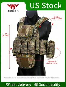 YAKEDA 多功能三件套战术装备包，户外狩猎背心，带可拆卸和可扩展口袋，防水抗撕裂，适合狩猎、训练、户外探险等 - 彩色 - 查看 4