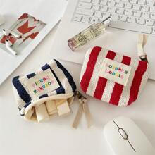 Striped Color-Blocking Makeup Bag Lipstick Pouch Coin Purse Travel Essentials For Vacation Summer Holiday Back To School School Stuff Bag For School Travel Bag For Women Makeup Bag For Travel