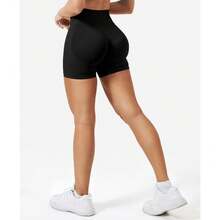 VOYJOY Women Workout Impact Shorts 3.6"/ 4.5"/ 6" Scrunch Butt Lifting Gym Seamless Booty Biker Shorts - Black - View 9