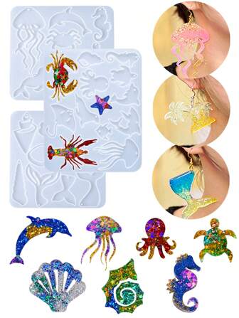 1PC Marine Life Shaped Silicone Mould, Epoxy Resin Pendant Of Jellyfish, Dolphin And Various Ocean Themes, Gift For Woman,Best Friend Gifts,DIY Gift