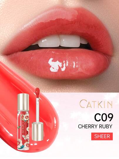  CATKIN丰唇蜜，保湿润色，令双唇更显丰盈，不粘腻，光泽感强，持久保湿，C09樱桃红宝石色