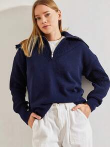 BIANCO LUCCI 休闲纯色落肩毛衣，百搭秋冬