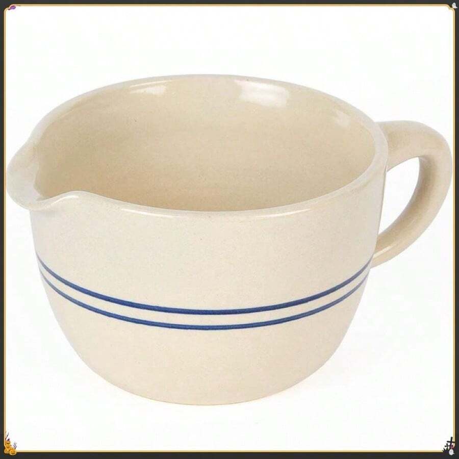 Heritage Blue Stripe Stoneware Batter Bowl, Handmade, 3 Cup - Multicolor - View 1
