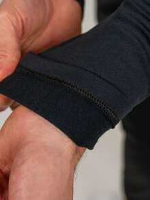 Men's Black Thermal Plain Plush T-Shirt Top For Winter And Cold Weather - Black - View 7