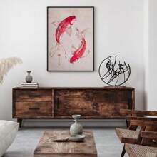 1 件，墙面艺术，复古海报，红色锦鲤艺术印刷品，日式美学，客厅装饰美学，房间装饰，卧室装饰，无框