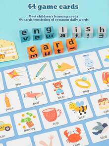 Barns tidig utbildning Engelska kort Ordstavning Spel Bokstavigenkänning Matchande byggstenar Kampspel Pedagogiska leksaker - Multifärgad - Visa 6