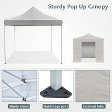 10x10 Pop Up Canopy Tent With 4 Removable Sidewalls, Heavy Duty Easy Up Canopy With 4 Sandbags For Weight, 100% Waterproof Winter Canopys Outdoor,1 Person Easy Set Up, Portable Roller Bag - 3White-without fence - View 3