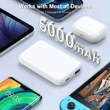 Pin dự phòng không dây từ tính - Bộ sạc di động 5000mAh với sạc nhanh USB-C & đế sạc tương thích Qi | Bộ pin dự phòng mỏng cho iOS & Android | Giải pháp sạc từ tính thân thiện với du lịch Thích hợp cho kỳ nghỉ hè Du lịch/Cắm trại ngoài trời và nguồn điện dự phòng khẩn cấp Quà tặng cho gia đình, bạn bè, sinh nhật Thích hợp cho kỳ nghỉ hè Du lịch/Cắm trại ngoài trời và nguồn điện dự phòng khẩn cấp Quà tặng cho gia đình, bạn bè, sinh nhật - trắng - Xem 4