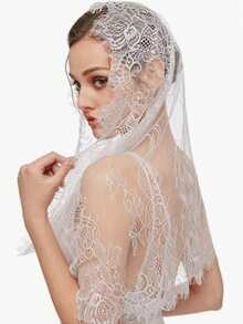 面纱拉丁弥撒耳机西班牙风格蕾丝传统复古灵感无限形状白色