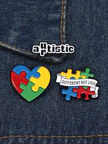 1-3 件“自闭症”珐琅别针彩虹拼图徽章首饰母亲自闭症意识 - 彩色 - 查看 3