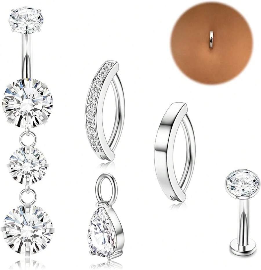 LOLIAS Gold Belly Button Ring - 14G Surgical Stainless Steel Belly ...