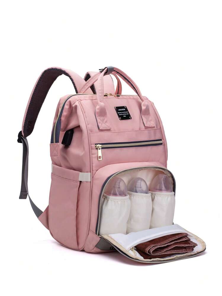 1pc Oxford Cloth Mummy Bag With Multiple Compartments, Large Capacity Maternity Diaper Bag For Traveling, Backpack Design Suitable For Pregnant Women - Multicolor - View 18