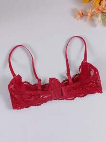 女士黑色性感蕾丝加厚文胸，可调节肩带，舒适贴合，适合夜店、派对、户外活动等场合。