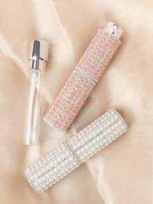 10ml Perfume Spray Bottle Mini Atomizer Refillable Rotating Handmade Pearl & Rhinestone Design, Elegant Luxury Travel Size Portable For Women For Gift - Multicolor - View 3