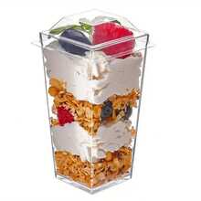 10/20/30/40/50/60/100 piezas Tazas cuadradas para helado, resistentes a los arañazos y reutilizables, pequeñas tazas para mousse y postres, tazas transparentes para tartas adecuadas para helado, postres, fiestas al aire libre, etc. - transparente - Ver 9