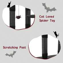 Gothic Cat Tree With Scratching Post, 32.6" Goth Cat Tower With Coffin Bed, Soft Cushion Platform, Spider Hanging Ball, Cozy Condo, Pet Furniture Climbing Tower For Indoor Cats, Black