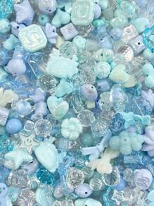 50/100g Cuentas acrílicas de colores variados, en formas de flores, lazos, estrellas y corazones, para hacer joyas, pulseras, collares, cadenas de teléfono móvil y accesorios hechos a mano