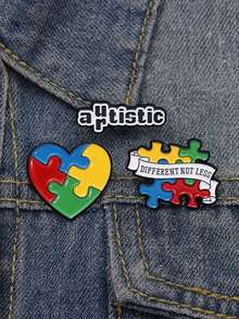 1-3 件“自闭症”珐琅别针彩虹拼图徽章首饰母亲自闭症意识 - 彩色 - 查看 4